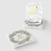 20e bruiloft Jubileum  antiek stijlvol Stenen Onderzetter (Zijkant)