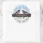 20e bruiloft Jubileum, Bluebirds of a Feather Ronde Sticker (Tas)