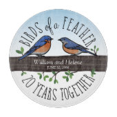 20e bruiloft Jubileum, Bluebirds of a Feather Snijplank (Voorkant)