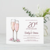 20e bruiloft Jubileum Champagne Kaart (Staand voorkant)