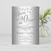 20e bruiloft Jubileum - Elegant Silver White Kaart (Staand voorkant)