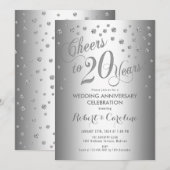 20e bruiloft Jubileum - Elegant Silver White Kaart (Voorkant / Achterkant)