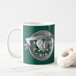 20e bruiloft Jubileum Emerald Heart Medallion Koffiemok