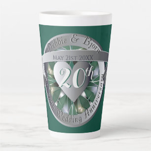 20e bruiloft Jubileum Emerald Heart Medallion Latte Mok