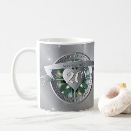 20e bruiloft Jubileum Emerald Platinum Koffiemok