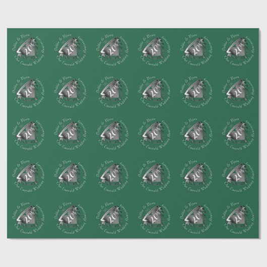 20e bruiloft Jubileum Emerald w Hart Embleem Cadeaupapier (Vlak)