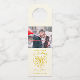 20e bruiloft Jubileum foto gemstone hart Flessenhanger