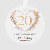 20e bruiloft Jubileum Gold Hearts Paar Foto Ornament (voorkant)
