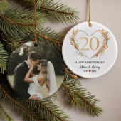 20e bruiloft Jubileum Gold Hearts Paar Foto Ornament