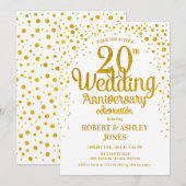 20e bruiloft Jubileum - Goud & Wit Kaart (Voorkant / Achterkant)