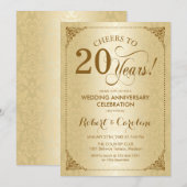 20e bruiloft Jubileum - Gouden Damask Kaart (Voorkant / Achterkant)
