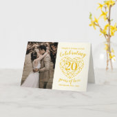 20e bruiloft Jubileum gouden diamanten hart Kaart (Gele Bloem)