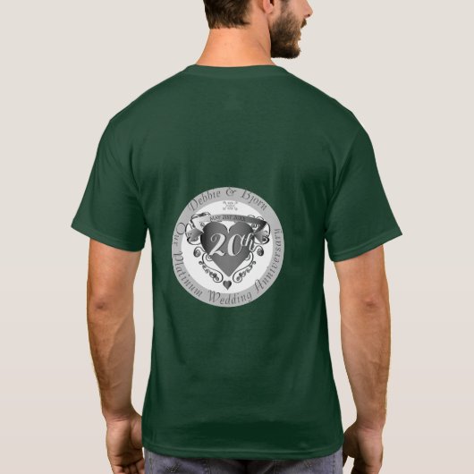 20e bruiloft Jubileum Heart Emblem T-Shirt (Achterkant)