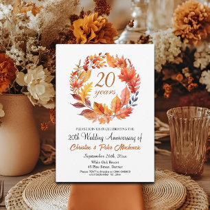 20e bruiloft Jubileum Herfst Floral Garland Kaart