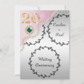 20e bruiloft Jubileum in reliëf van zilveren Roos Kaart (Voorkant)