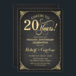 20e bruiloft Jubileum - Krijtbord Goud Kaart<br><div class="desc">Golden 20th Wedding Jubileum Invitation. Elegant retro  ontwerp met faux gold en zwart krijtbordpatroon. Beschikt over scriptlettertype. Hoera voor 20 jaar! Kan worden gepersonaliseerd in elk jaar van het huwelijk! Stuur me een bericht als je nog meer maatwerk nodig hebt.</div>