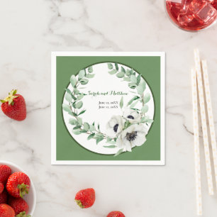 20e bruiloft Jubileum Party Bloemen Papier Servet