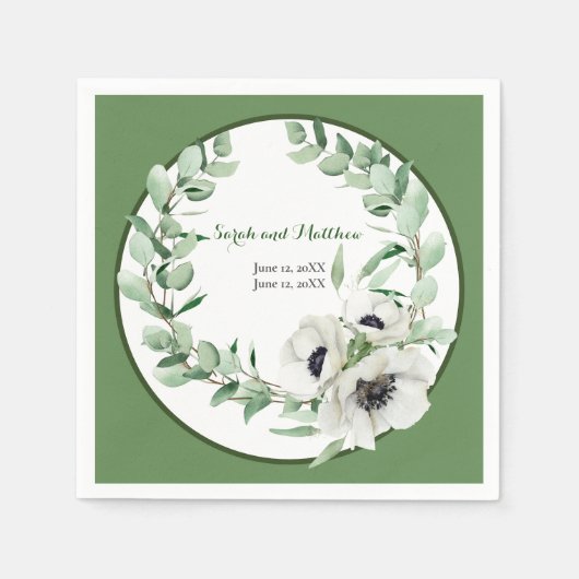 20e bruiloft Jubileum Party Bloemen Papier Servet (Voorkant)