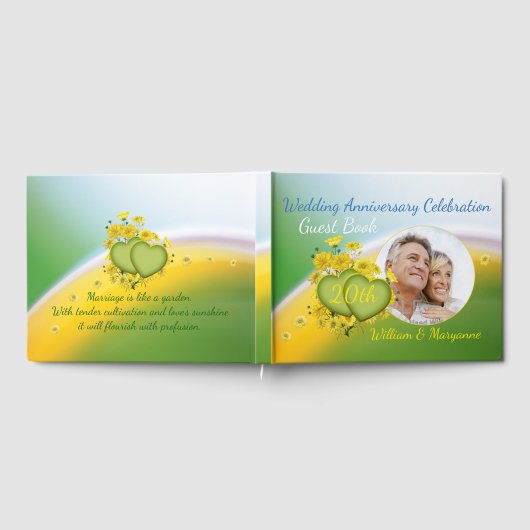 20e bruiloft Jubileum Party Yellow Flowers Gastenboek (Volledig)