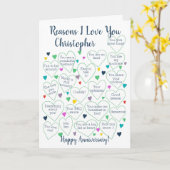 20e bruiloft Jubileum Redenen waarom ik van je hou Kaart (Gele Bloem)