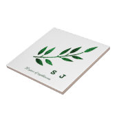 20e bruiloft Jubileum Smaragd Groen Monogram Tegeltje (Zijkant)