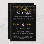 20e bruiloft Jubileum Zwart Goud Modern Kaart (Voorkant / Achterkant)