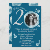 20e Dark Blauwgroen Bubbles Verjaardagsfeest Uitno Kaart (Voorkant / Achterkant)