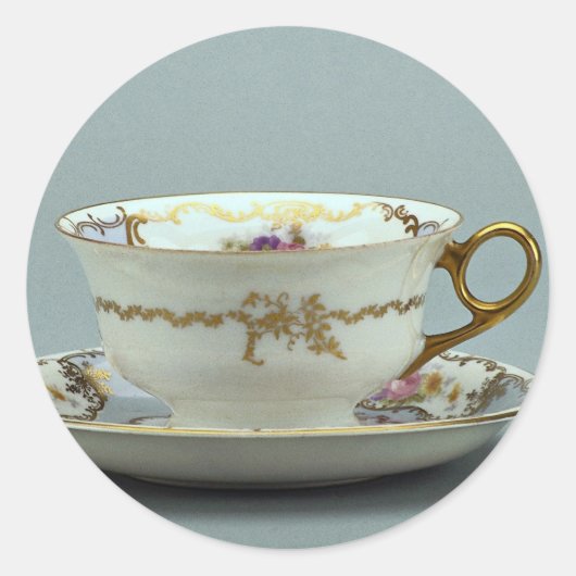 20e-eeuwse theebeker en saucer, Beieren, Duitsland Ronde Sticker (Voorkant)