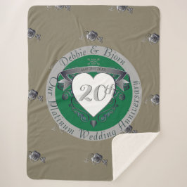 20e Emerald Green & Gray Heart Emblem Sherpa Deken