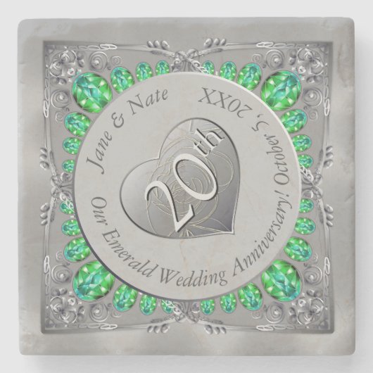 20e Emerald Jubileum Stone Onderzetter (Voorkant)