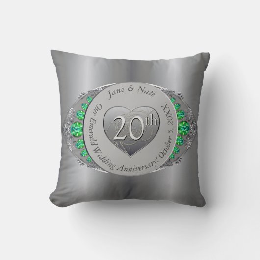 20e Emerald & Platinum bruiloft Jubileum Kussen (Voorkant)