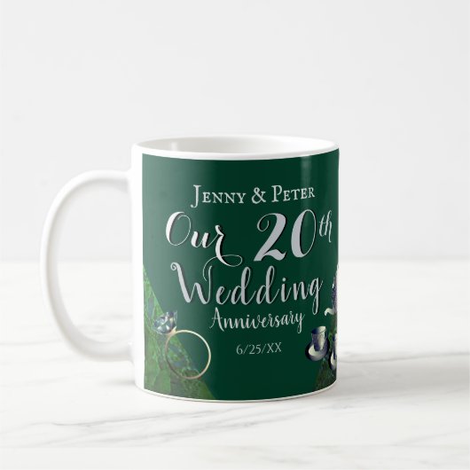 20e Emerald Porcelain Wedding Jubileum Coffee Koffiemok (Links)