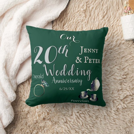 20e Emerald Porselein bruiloft Jubileum Kussen (Deken)
