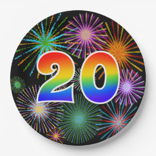 20e Evenement - Leuk, Kleurrijk, Vet, Regenboog 20 Papieren Bordje