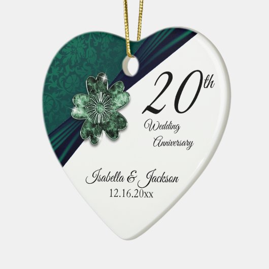20e Green Emerald Wedding Jubileum Keramisch Ornament (Links)