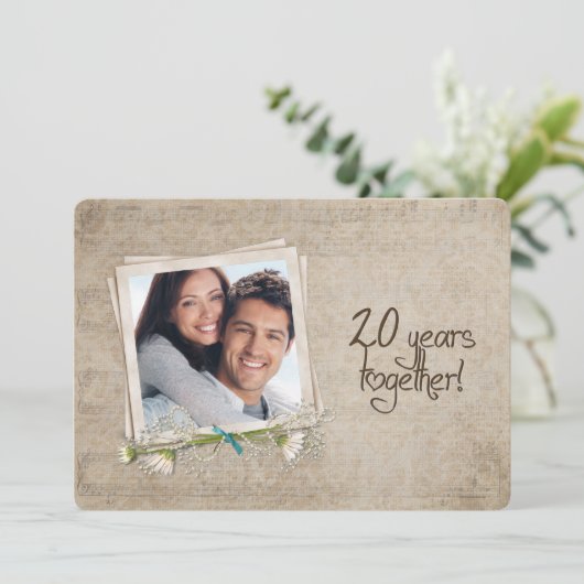 20e huwelijksjubileum geloften vernieuwen kaart (Staand voorkant)