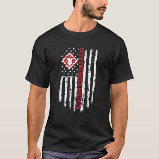 20e Ingenieursbrigade Amerikaanse vlag T-shirt (Voorkant)