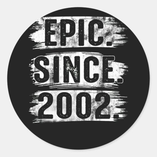 20e  jaar sinds 2002 20 jaar ronde sticker (Voorkant)