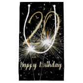 20e jaarsparkler op zwart klein cadeauzakje (Voorkant)