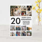 20e Jubileum 13 Foto Collage Black and White Kaart (Gele Bloem)