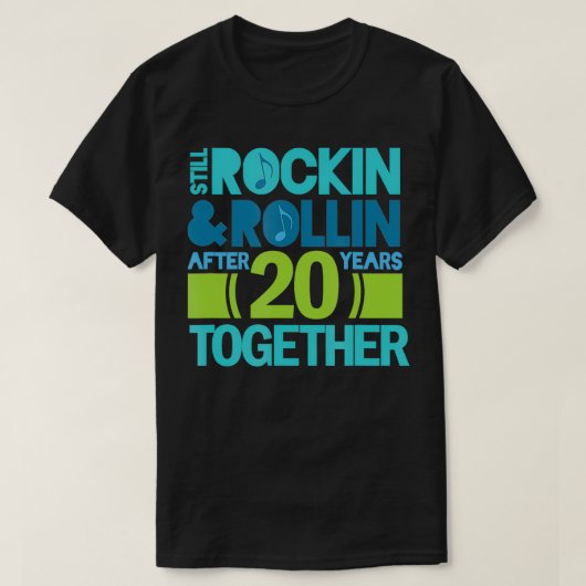 20e Jubileum 20 jaar samen koppels cadeau T-shirt (Design voorkant)