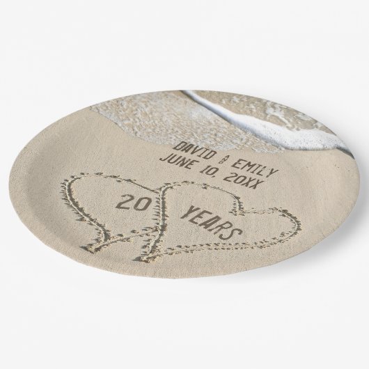 20e Jubileum Beach Hearts Paper Bord (Gekanteld)