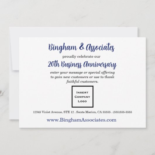 20e Jubileum Bedrijfsaankondiging Blauw Aankondiging (Achterkant)