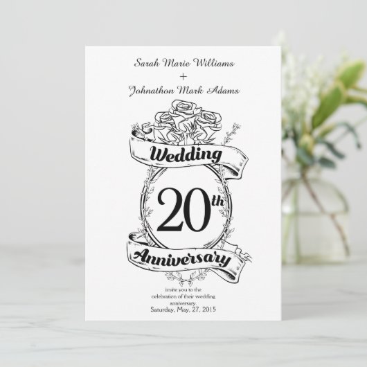 20e Jubileum bloemen Kaart (Staand voorkant)