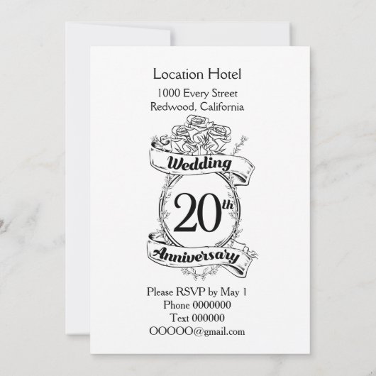 20e Jubileum bloemen Kaart (Achterkant)