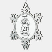 20e Jubileum bloemen Tin Sneeuwvlok Ornament (Rechts)