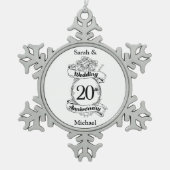 20e Jubileum bloemen Tin Sneeuwvlok Ornament (Voorkant)