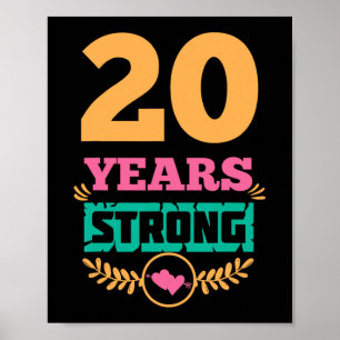 20e Jubileum Cadeau Idee Twintig Jaar Sterke T-s Poster