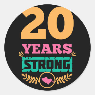 20e Jubileum Cadeau Idee Twintig Jaar Sterke T-s Ronde Sticker