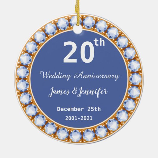 20e Jubileum diamant Keramisch Ornament (Achterkant)